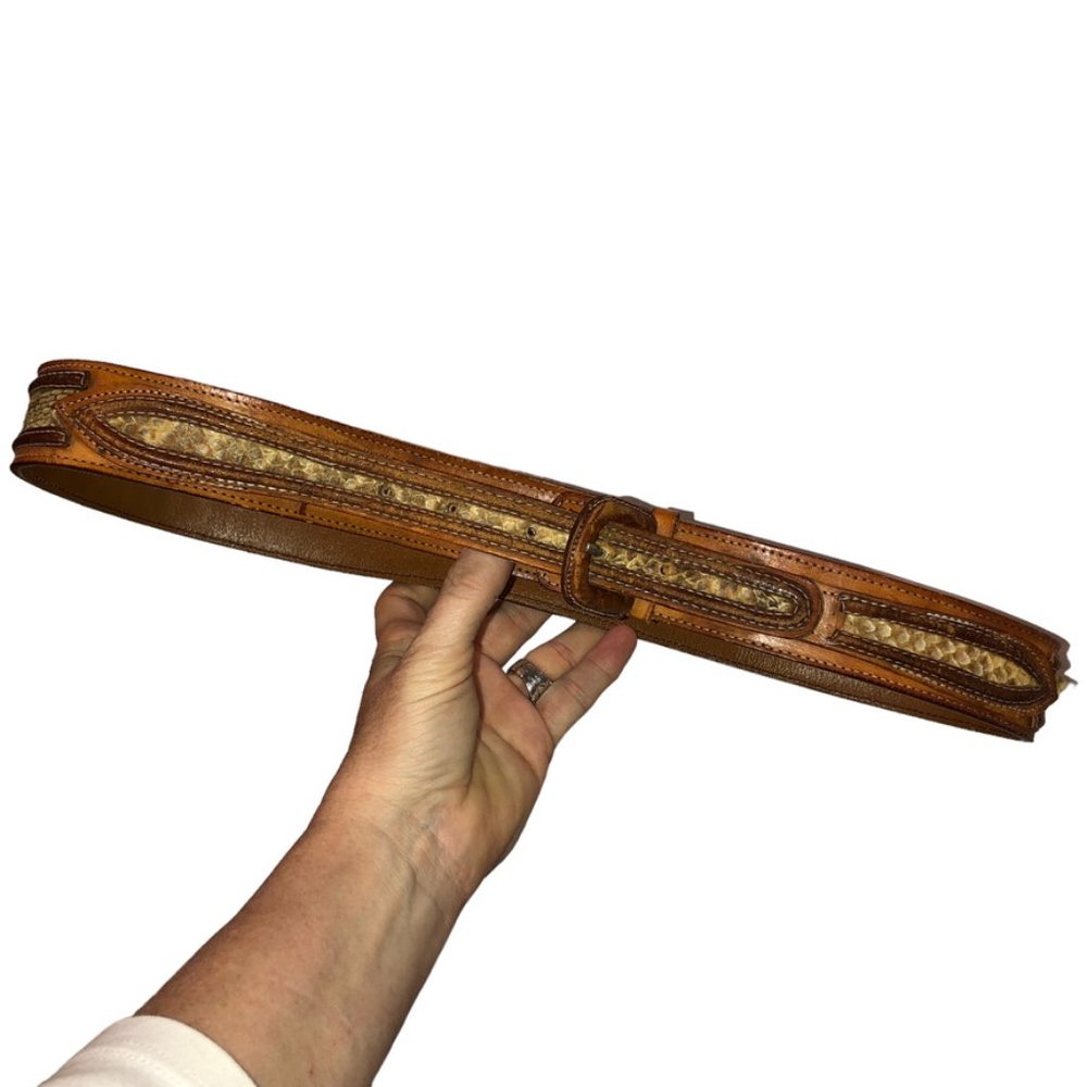 Vintage Real Python Snakeskin Statement Belt L 36… - image 1